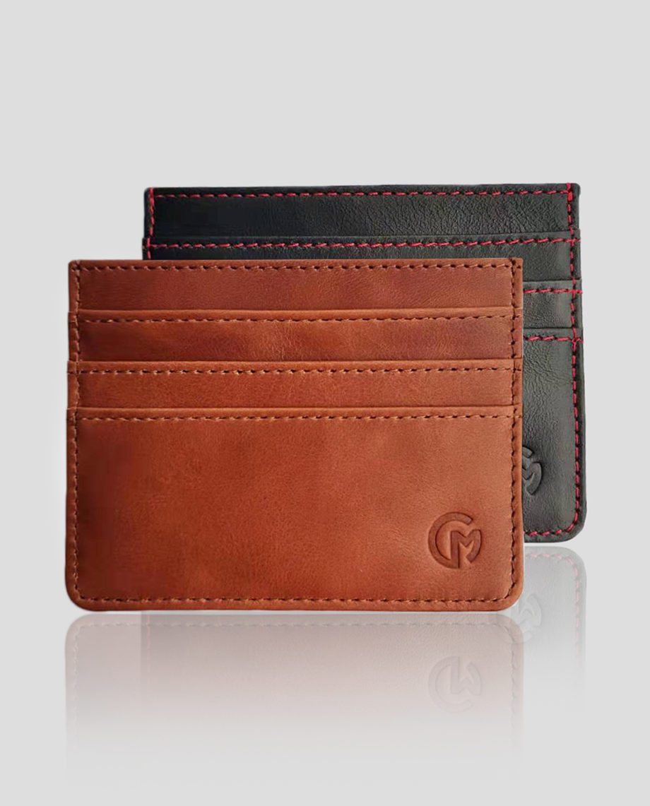 Slim Leather Card Holder Black/Brown Color