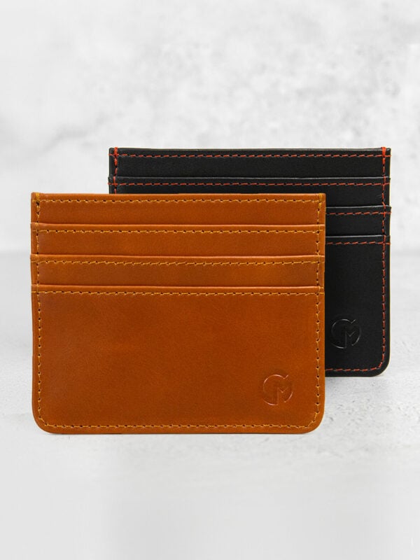 slim leather card holder with RFID protection