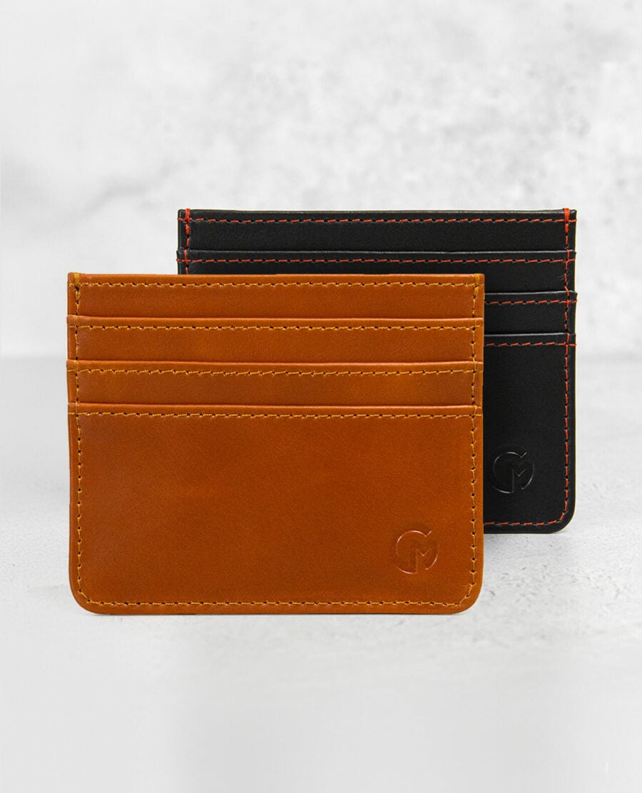 slim leather card holder with RFID protection